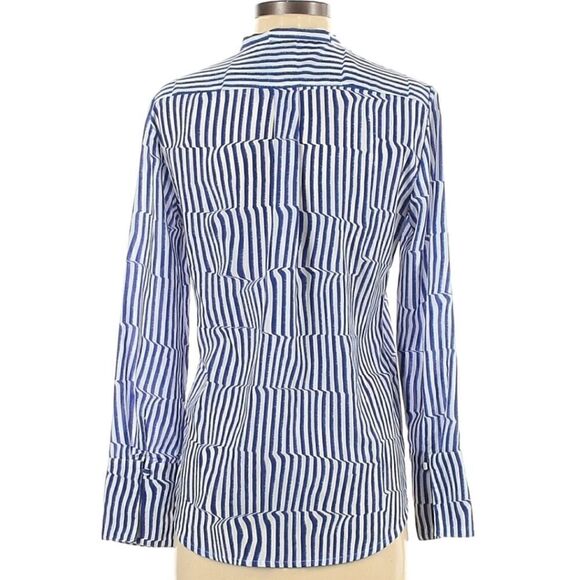 Banana Republic Striped Ruffle Tie Neck Blouse - Picture 6 of 13